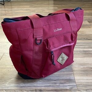 LL Bean Red Utility Tote Bag